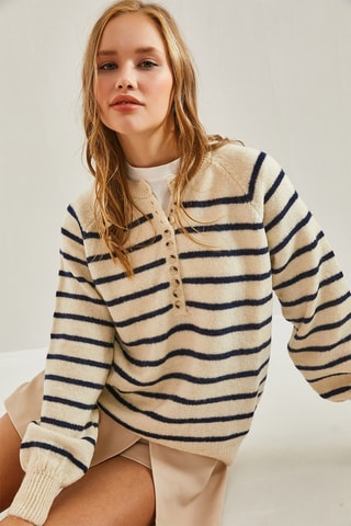 Maglia - Ecrù e blu