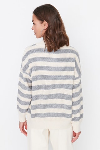 Maglia a righe - Ecrù e grigio melange
