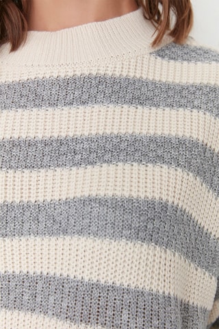 Maglia a righe - Ecrù e grigio melange