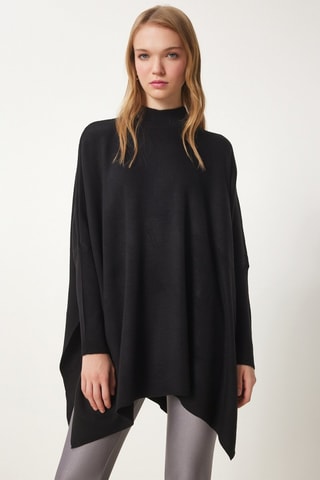 Poncho in lana - Nero