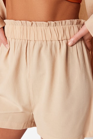 Kimono e shorts a vita alta - Beige