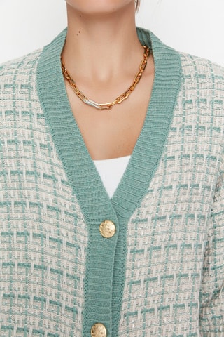 Cardigan a quadri - Verde acqua