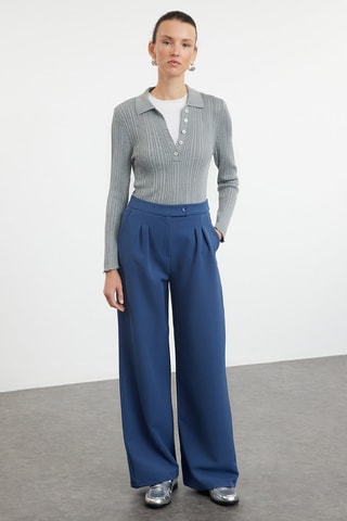 Pantaloni wide legs - Blu