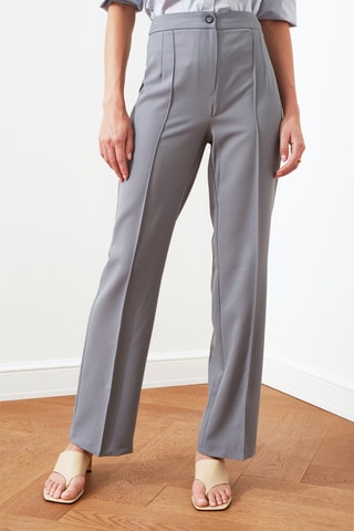 Pantaloni straight a vita alta - Grigio chiaro