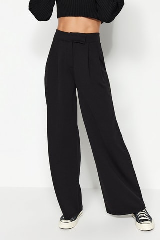 Pantaloni wide legs a vita alta - Nero