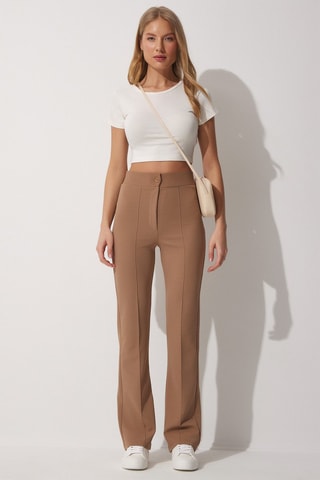 Pantaloni a vita alta - Cammello