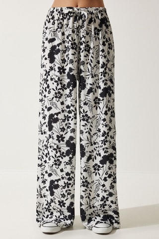 Pantaloni palazzo a vita alta - Bianco