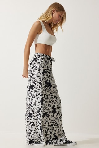 Pantaloni palazzo a vita alta - Bianco