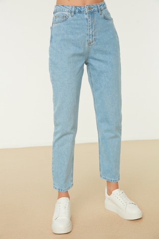 Jeans boyfriend 7/8 a vita alta - Azzurro