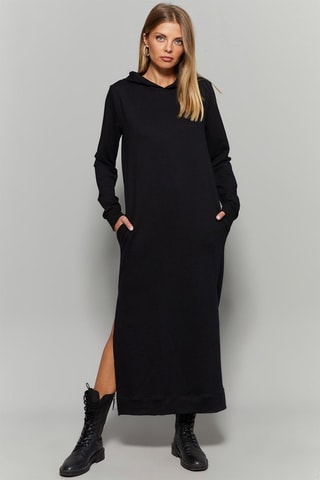 Vestido sudadera con capucha - Negro