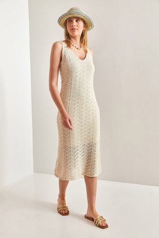 Vestido midi - Beige