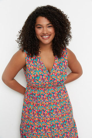 Vestido largo - Turquesa y fucsia