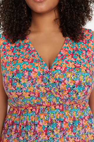 Vestido largo - Turquesa y fucsia