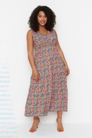 Vestido largo - Turquesa y fucsia