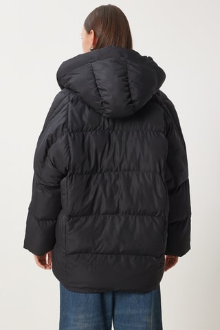 Piumino con cappuccio - Nero