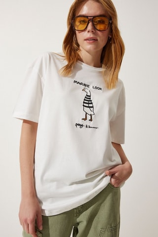 Camiseta oversize - Blanco