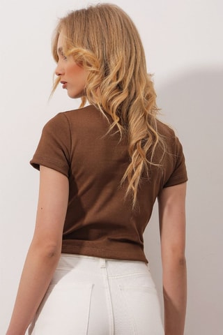 T-shirt cropped - Marron