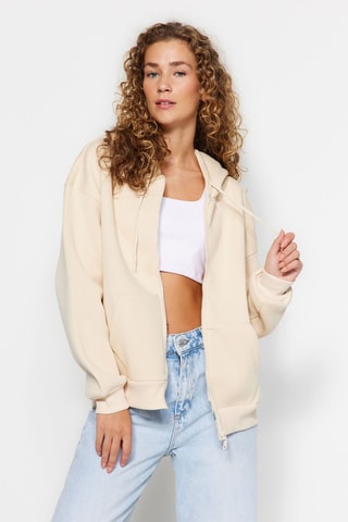Felpa oversize con cappuccio - Beige
