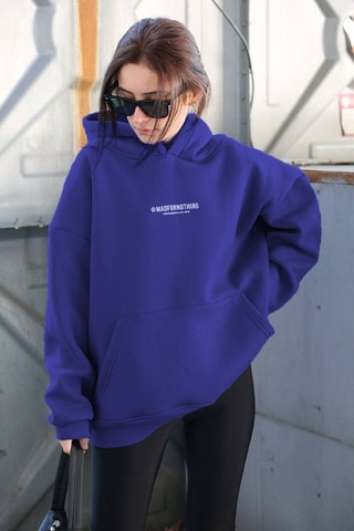 Felpa con cappuccio - Blu elettrico