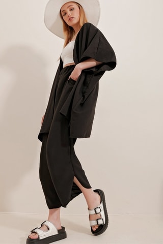 Kimono e pantaloni 7/8 - Nero