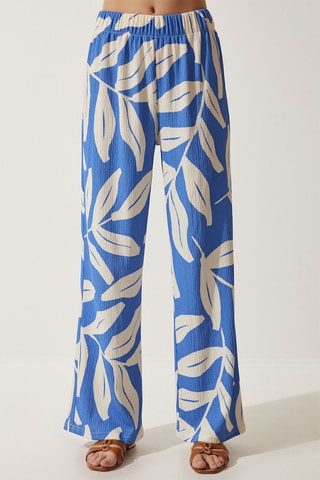 Kimono e pantaloni palazzo a vita alta - Celeste