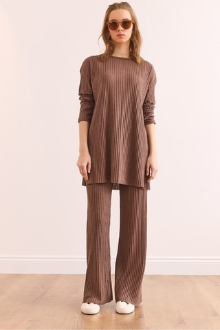 Tunica e pantaloni palazzo - Taupe