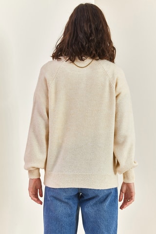 Maglia con collo con cerniera - Ecrù