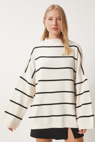 Maglia oversize in lana - Bianco e nero