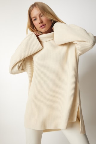 Maglia oversize in lana - Beige