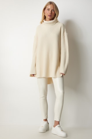 Maglia oversize in lana - Beige