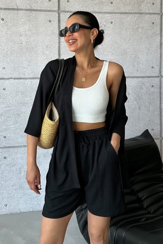 Kimono e shorts - Nero