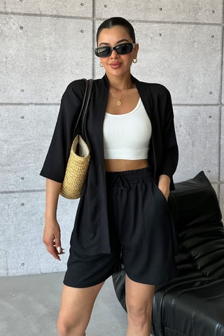 Kimono e shorts - Nero