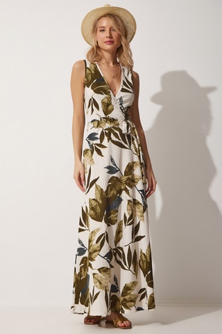 Vestido largo sin mangas - Caqui