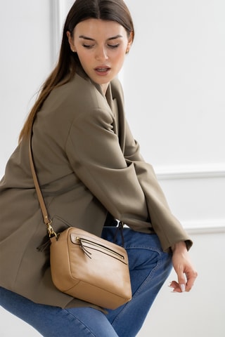 Sac bandoulière en cuir Maelys - Camel