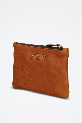 Pochette en cuir d'agneau Zoé - Marron