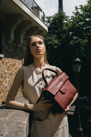 Sac à main en cuir Nix  - Bordeaux