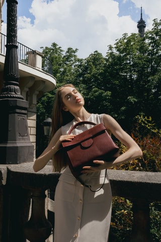 Sac à main en cuir Nix  - Bordeaux