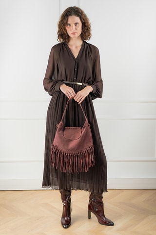 Sac bandoulière en nubuck Vega - Bordeaux