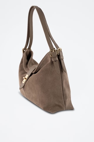 Sac bandoulière en nubuck Ella - Taupe