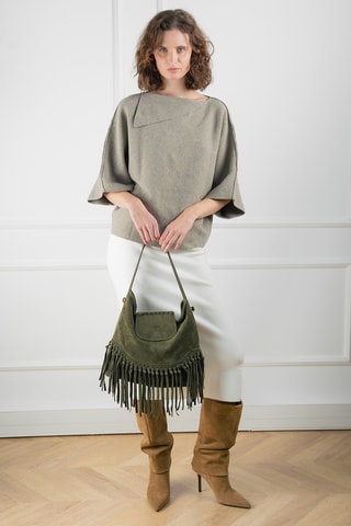 Sac bandoulière en nubuck Vega - Vert foncé