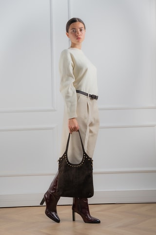 Sac porté épaule en nubuck Dane - Marron