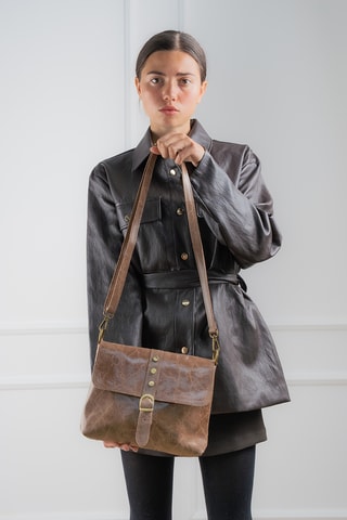 Sac bandoulière en cuir Otis - Taupe