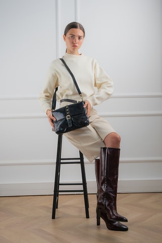 Sac bandoulière en cuir Otis - Noir