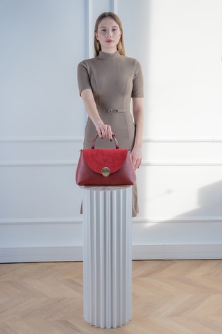 Sac bandoulière en cuir Row - Bordeaux