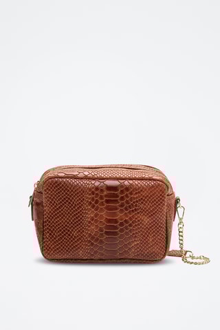 Sac bandoulière en cuir Cleo - Argenté et marron