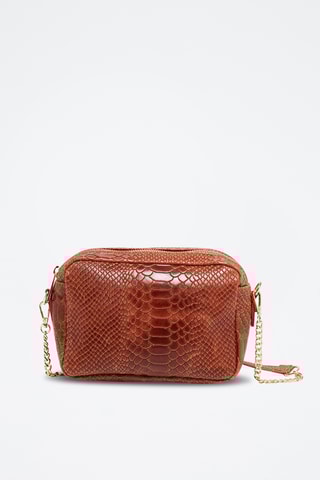 Sac bandoulière en cuir Cleo - Argenté et marron