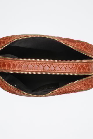 Sac bandoulière en cuir Cleo - Argenté et marron