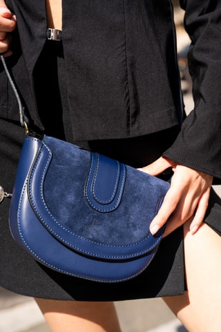 Sac bandoulière en cuir de vachette Gwen - Bleu