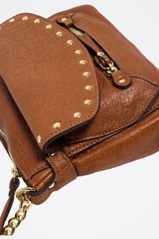 Sac bandoulière en cuir d'agneau Yasmine - Camel