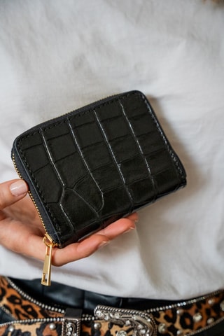 Compagnon en cuir Mini Waly - Noir